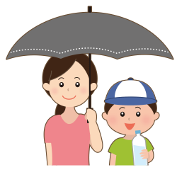 日傘と水分補給のイメージ